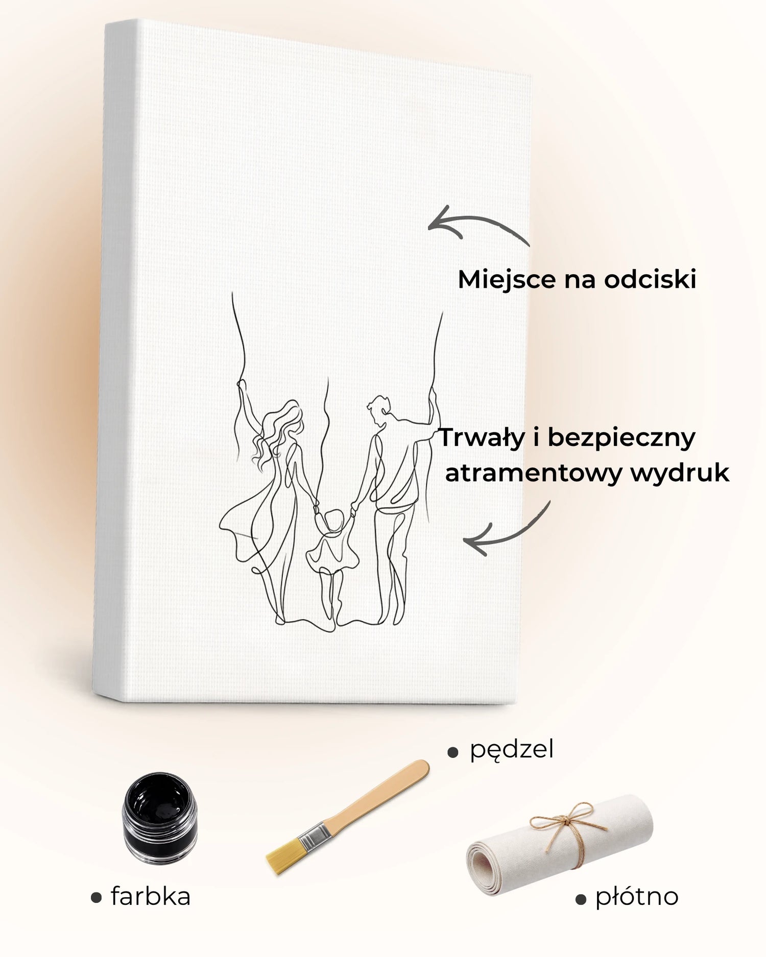 Personalizowany obraz z odciskami dłoni rodziny baloniki